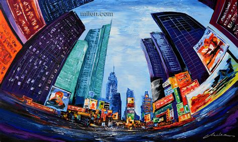 Times Square Cityscape Abstract Paintings Amazing Original