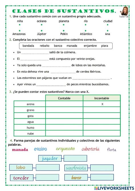 Clases de sustantivos interactive exercise for 3º 4º Practicas del