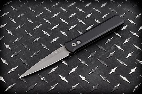 Protech Knives Godfather Automatic Knife Solid Black Bead Blast Blade