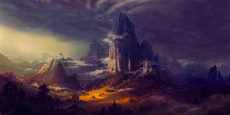 Fantasy Castle Darkness Mountain Fantasy Landscape Fantasy Hd