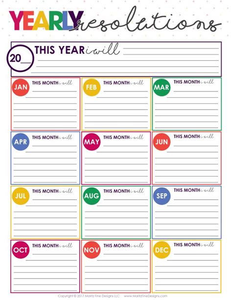 New Years Resolution Printable Template 2022