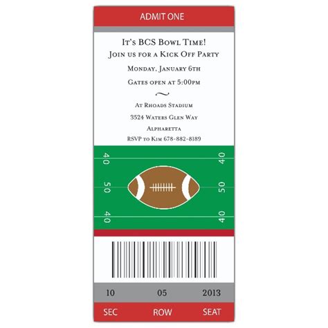 football ticket grey red invitations paperstyle
