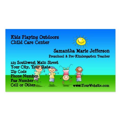 Kids Playing Outdoors Child Care Business Cards Zazzle