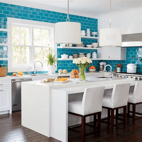 This tile is ideal for copper kitchen backsplashes, accent walls, fireplace surrounds, bathroom walls, tub surrounds, bathroom backsplashes, and other wall decor applications. turquoise-kitchen-backsplash1 - Leedy Interiors