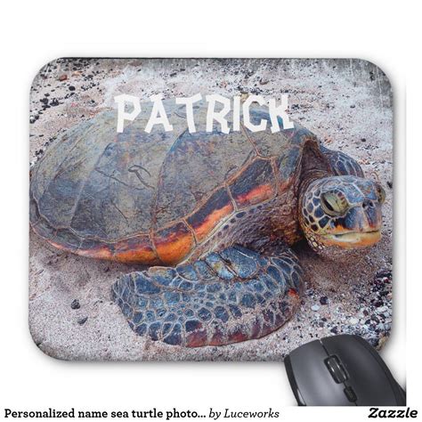 Personalized Name Hawaii Sea Turtle Close Up Photo Mouse Pad Zazzle
