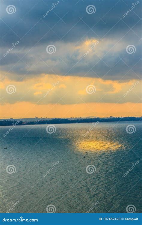 Beautiful Sunrise Over The Sea In The Morning On Cloudy Day That Stock