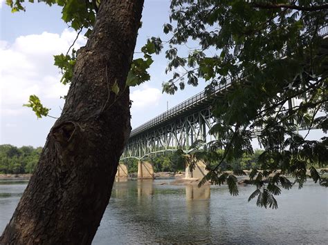 View Of Nickel Bridge Along The Beautiful James River In Richmond