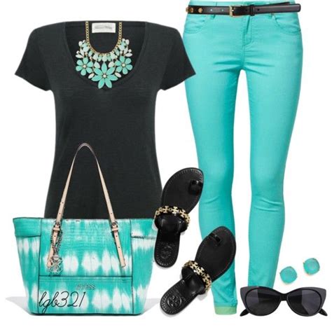 turquoise and black stylish summer outfits fashion clothes women womens casual outfits