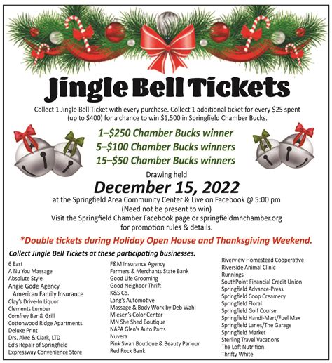 Jingle Bell Ticket Promotion And Rules Springfield Minnesota Chamber