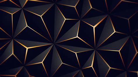 Triangle Solid Black Gold 4k Abstract Hd Desktop Wallpaper Widescreen