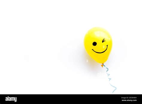 Happiness Emotion Face On Balloon Joy Mood Background Top View Copy