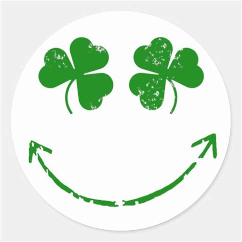 St Patricks Day Shamrock Smiley Face Humor Classic Round Sticker Zazzle
