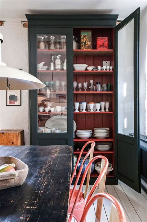 I painted the inside of our open shelving white to help it stand out against our olive green cabinets. Painting the Inside of Kitchen Cabinets — Eatwell101