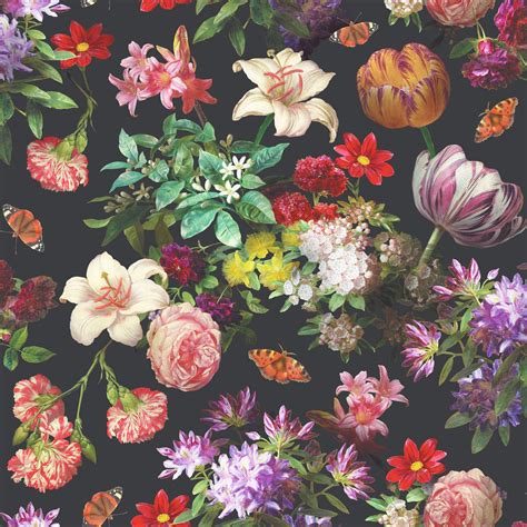 Brigitte Black Floral Wallpaper Departments Diy At Bandq