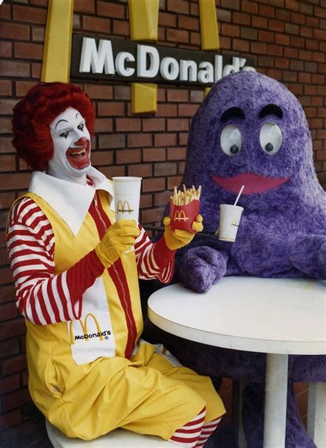 Tv Ronald Mcdonald And Grimace At Mcdonald S Filming A Commercial Sometime Around 1980 Or 1981
