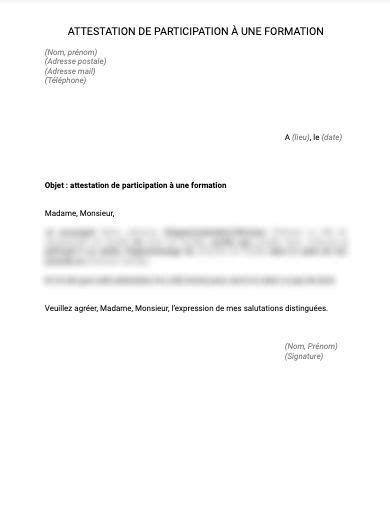 Attestation De Participation à Une Formation Document Et Modèle à