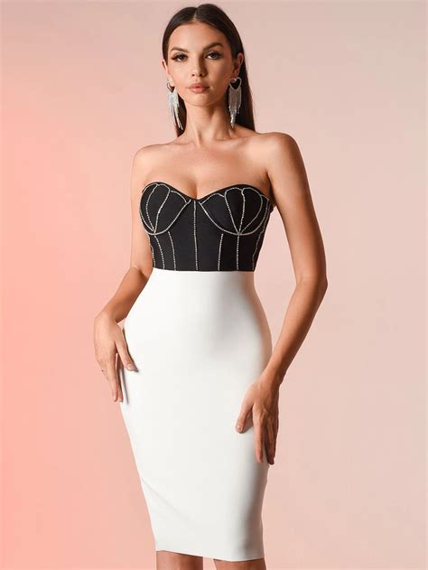 Adyce Sexy Women Strapless Bodycon Bandage Dress 2022 New Summer Sexy Sleeveless Patchwork