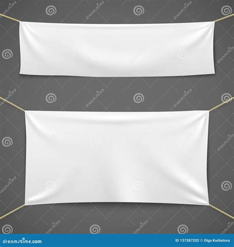 White Textile Banners Blank Fabric Flag Hanging Canvas Sale Ribbon