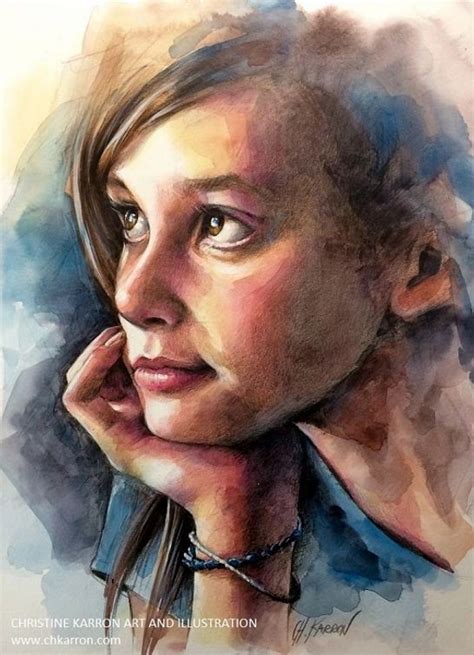 Realism Christine Karron Art And Illustration Portrait Watercolor