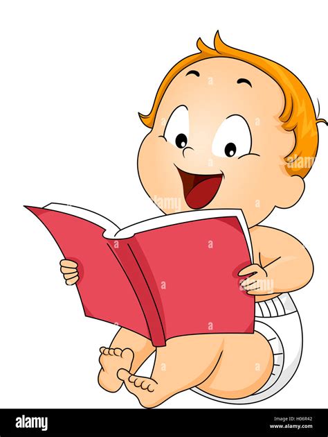 Illustration Of A Baby Boy Reading A Book Stock Photo Alamy