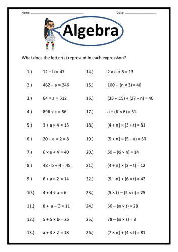 Algebra worksheets for multiplication equations, one step equations, subtraction equations, addition pre algebra work sheets generator. Y5 or Y6 Algebra Worksheets | Teaching Resources