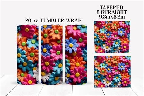 3d Flowers Tumbler Wrap Sublimation Graphic By Cinnamonandlime · Creative