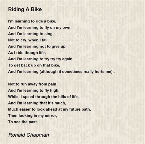 Riding A Bike Poem by Ronald Chapman - Poem Hunter
