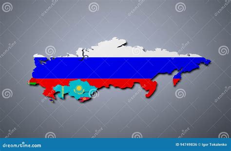 Schematic Map Of The Member States Of Eurasian Economic Union E Stock