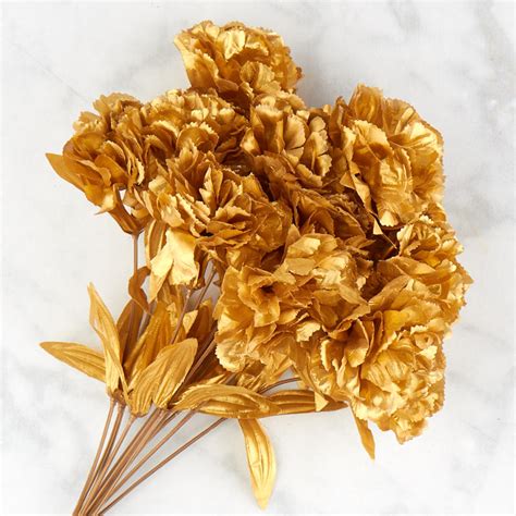 Metallic Gold Carnation Bush Bushes Bouquets Floral Supplies