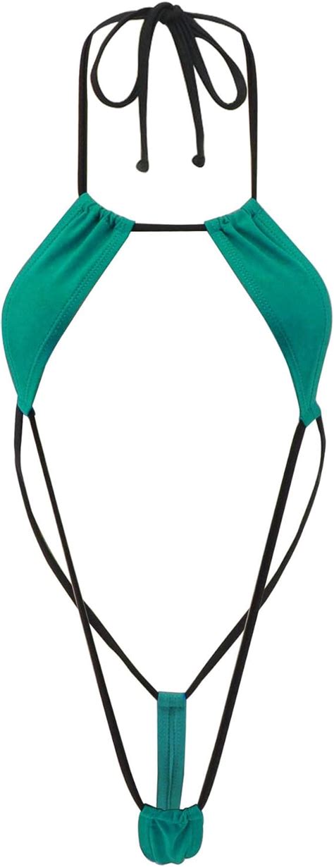 Sherrylo Extreme Micro Monokini Bikini Slingshot Mini G String Thong Swim Lingeries Green