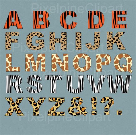 Animal Print Alphabet Clipart Léopard Impression Lettres Abc Etsy
