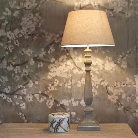 From natural rattan to futuristic marble and glass; Tall Slim Grey Wash Wooden Table Lamp With Shade | Wooden ...