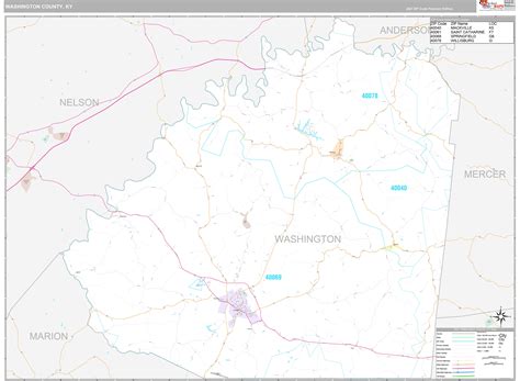 Washington County, KY Wall Map Premium Style by MarketMAPS