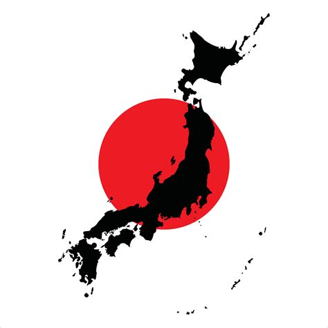 Detailed Black Map Of Japan On White Background With Red Dot Represent
