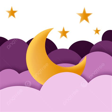 Illustration Of Moon And Stars With Colorful Clouds Moon Cloud Night