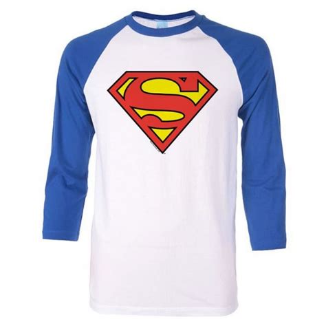 Superman Symbol Blue Sleeved Baseball T Shirt Baseball Tshirts