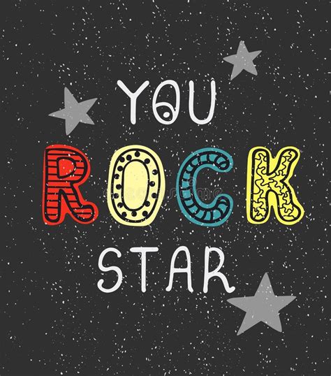 Rock Star Fun Hand Drawn Nursery Poster With Lettering Stock Vector