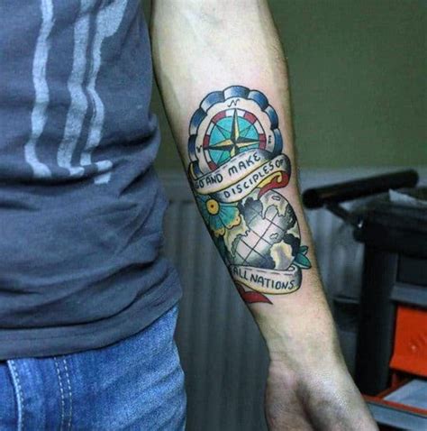 40 Traditional Compass Tattoo Designs For Men Old School Ideas