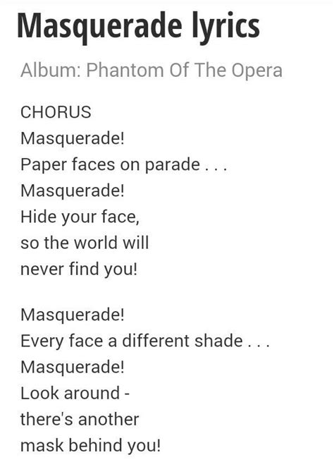 Masquerade Phantom Of The Opera Lyrics Coinras