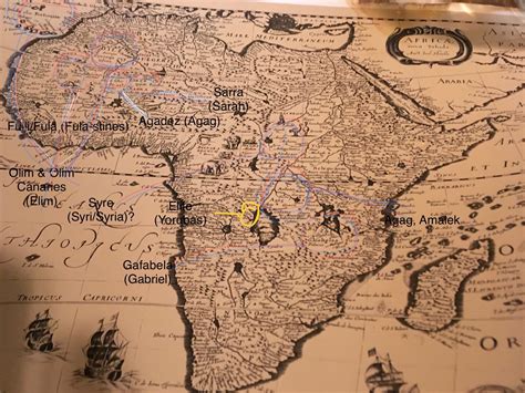 Marked Up 1500 Antique Map Of Africa Agag Elim Elife In Congo Sarah