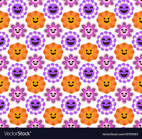 Spooky Retro Daisy Flower With Pumpkin Style Scary