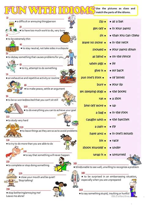 FUN WITH IDIOMS 2 English ESL Worksheets Idioms Idioms And