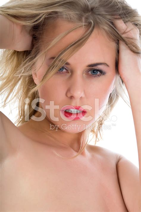 Portrait Of The Nude Blonde With Blue Eyes Stock Photo Royalty Free