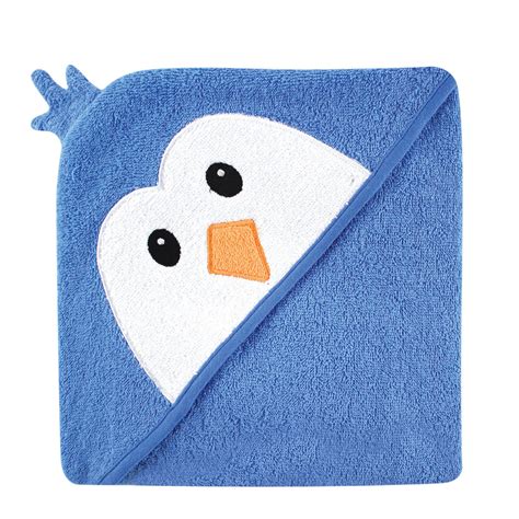 Luvable Friends Animal Face Hooded Towel Blue Penguin Baby And