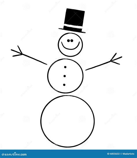 Simple Stick Snowman Stock Photography Image 6855632