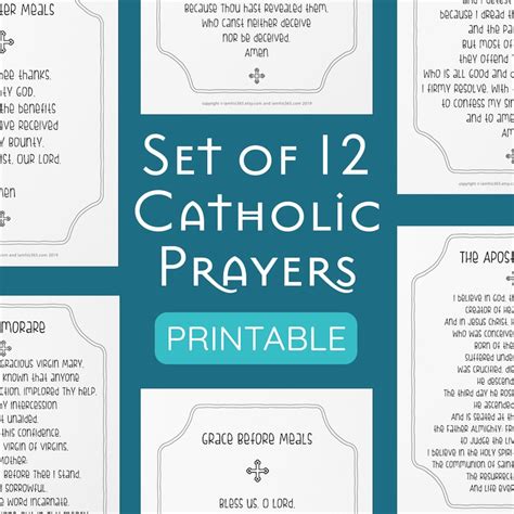 Catholic Prayer Print Set Of 12 Catholic Prayer Printable Etsy