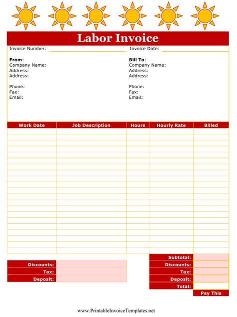 labor invoice template download printable pdf templateroller
