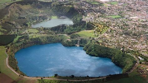 An Aerial View Of The Blue Lake Mt Gambier The Mount Has Volcanic