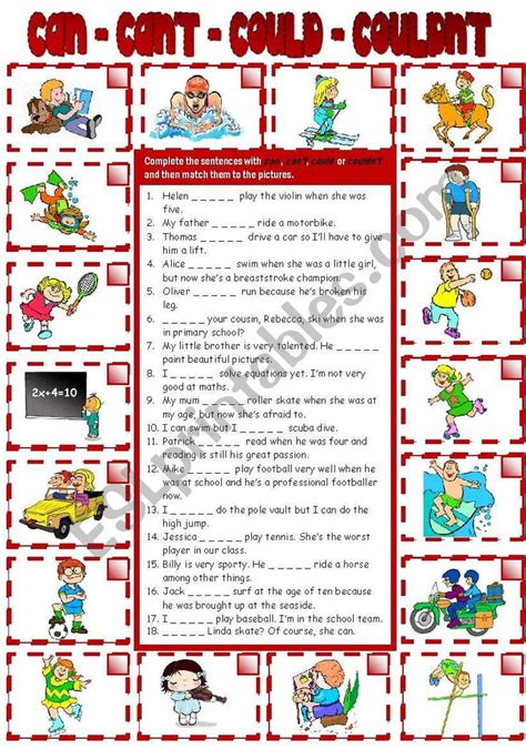 The Cant Cant Couldt Printable Worksheet