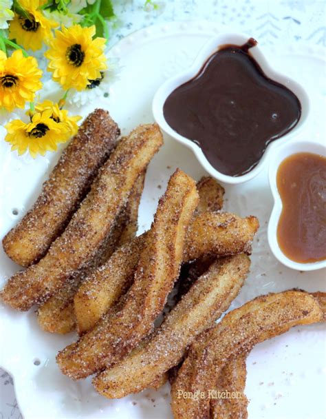 Pengs Kitchen Churros With Chocolate Sauce And Salted Caramel Sauce